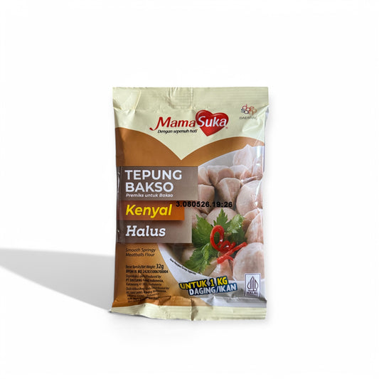 Nesia Food Mamasuka Tepung Bakso, Stärkemehl für Bällchen, feine Mehlmischung für asiatische Gerichte, in Packung sichtbar