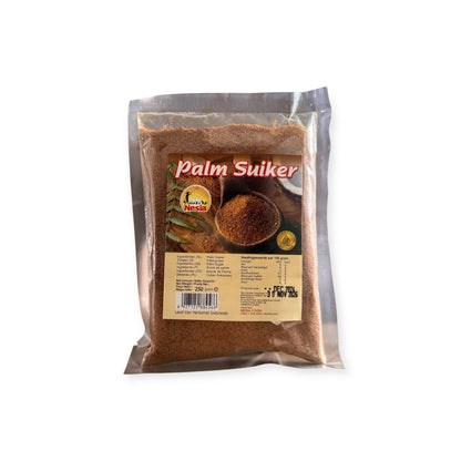Feines Gula Palem Bubuk von Nesia in einem Beutel, geeignet für Kochen und Backen, hellbraune Koch- und Backzutat.