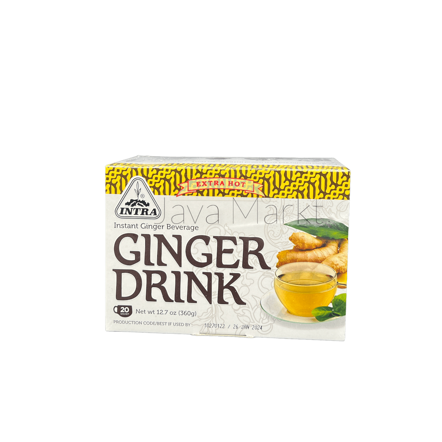 Nesia Food Intra Ginger Drink Extra Hot in einer Tasse, frisch gebrühtes Ingwertee mit scharfem Geschmack, Tees & Aufgüsse