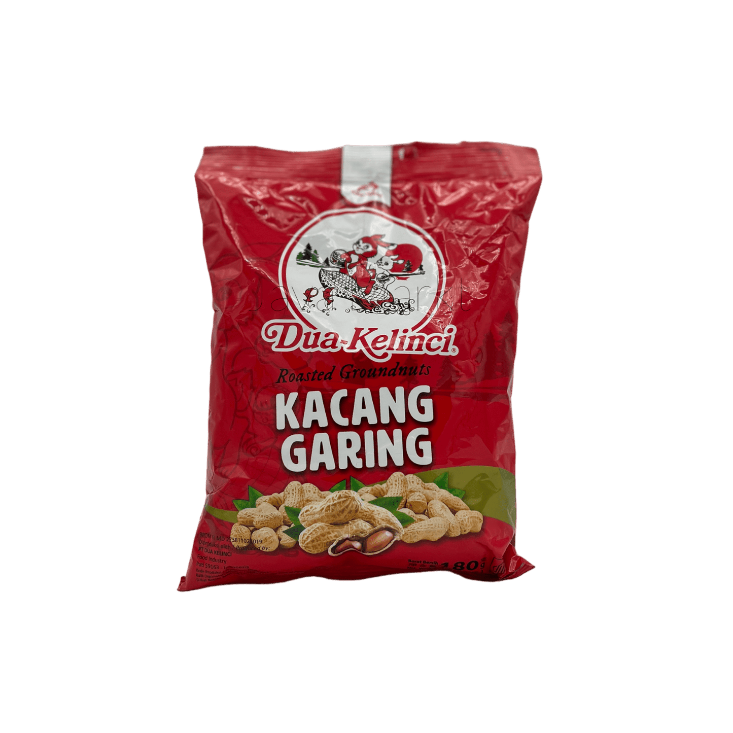 Knusprige Kacang Garing von Dua Kelinci, Nesia Food, als Vorspeise oder Snack auf einem weißen Teller.