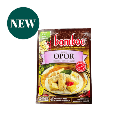 Bamboe Bumbu Opor Gewürzpaste von Oriental Merchant, cremige Gewürzpaste für authentisches Opor-Curry, in Dose sichtbar