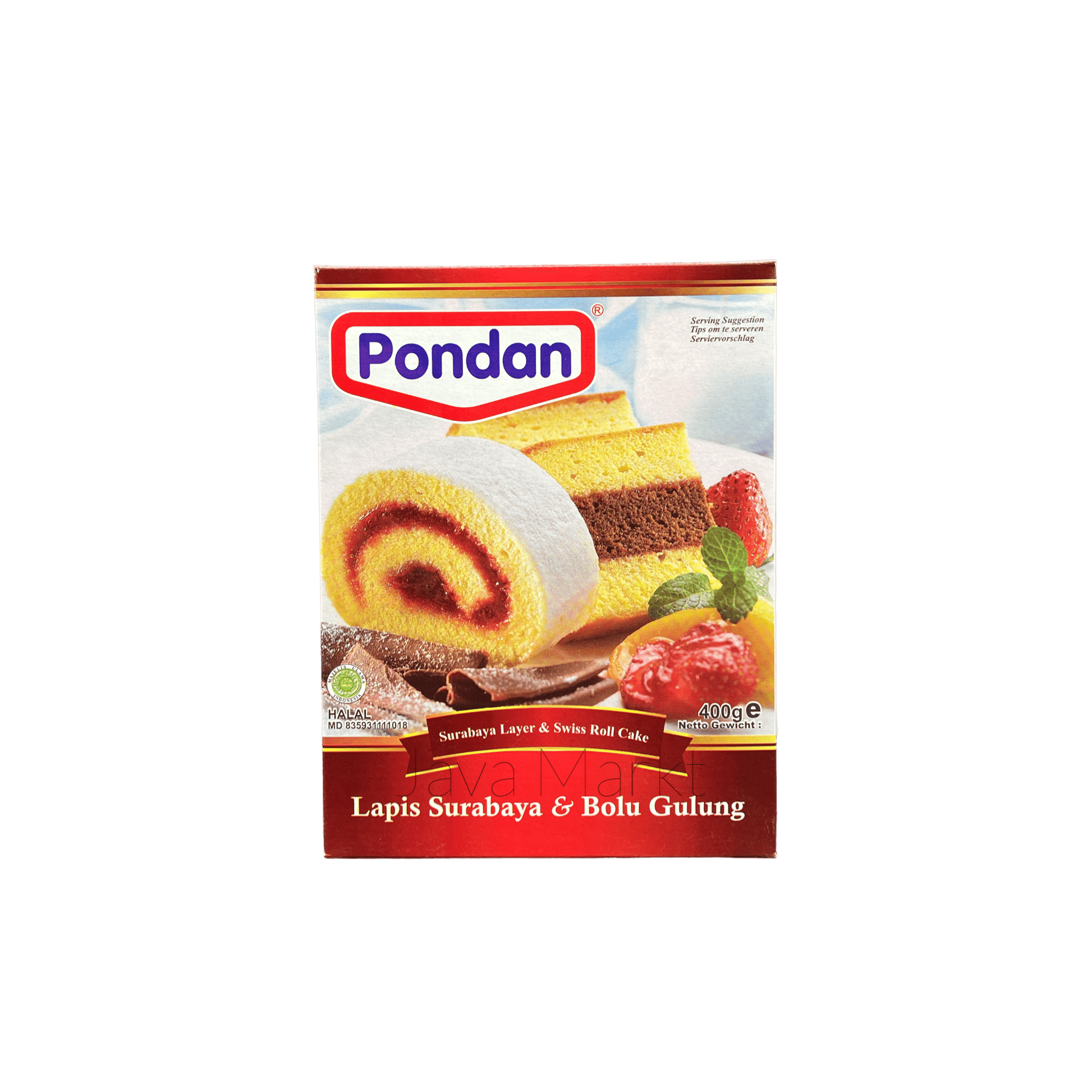 Vanka Kawat Backmischung für Pondan Lapis Surabaya und Bolu Gulung, Backprodukt mit bunten Schichten und cremiger Füllung