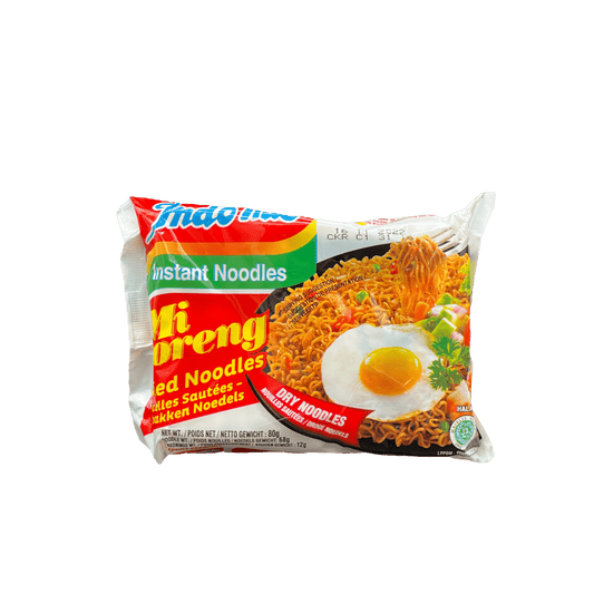 Vanka Kawat Indomie Mie Goreng, eine Packung Instant-Nudeln mit gebratenem Geschmack, auf weißem Hintergrund.